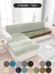 1 pieza Funda de cojín de sofá de peluche de zorro plateado gris oscuro, minimalista clásica, funda protectora decorativa a prueba de polvo de unicolor y elástica, adecuada para hotel, dormitorio, decoración de sala de estar, decoración de habitación, negro, gris claro, caqui, decoración de otoño, decoración de habitación, vuelta al colegio, útiles escolares