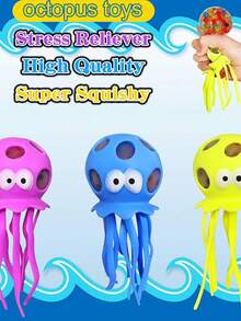 1-3 件/包随机颜色章鱼软挤压球、海洋动物挤压玩具、水珠减压球、适合教室、青少年和儿童缓解焦虑的坐立不安玩具