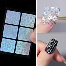 6 Sheets Nail Vinyl Stencils Nail Decoration Stickers Set Nail Stickers Tips Decals - Color - View 5