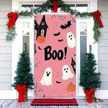 1pc Pink Halloween Door Decor, 70.87x35.43 Inch Cute Ghost Halloween Door Banner, Halloween Door Decoration, Halloween Background Decor Sign, Suitable For Home Door, Vintage Halloween Party Supplies - Multicolor - View 7