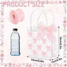 1/3/6Pcs Transparent PVC Gift Bags With Pink Bow & Daisy Flower Pattern - Mother's Day, Wedding, Birthday Party, Valentine's Day Elegant Tote Bag Without Pink Ribbon, Durable Wedding Favor Bags, Transparent Bags - Multicolor - View 4