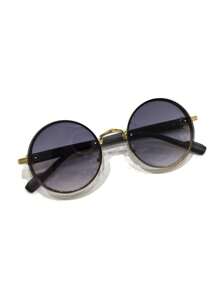 1 pièce Lunettes noires rondes à la mode, lunettes de soleil mode pour hommes et femmes en métal, lunettes de mode rétro punk élégantes, convient pour les shooting de plage d'été, les voyages essentiels, le choix idéal pour les fêtes, le port quotidien, la pêche, les voyages et le camping (branches en grain de bois avec motifs aléatoires) pour les vacances à la plage d'été, les activités extérieures, les voyages