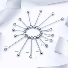 2 件乳头舌软骨环，男女适用，不锈钢杠铃 14 号 5 毫米球形乳头棒穿孔饰品