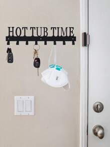 رف منشفة مثبت على الحائط ب- 8 خطاطيف، قطعة واحدة باللون الأسود | للمناشف والأردية والمعاطف والحمامات الساخنة والأماكن الخارجية والفنادق والمنتجعات والمسابح ومراكز الصحة المنزلية