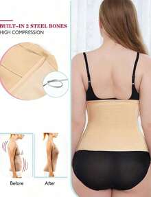 Nebility Womens' Mesh Waist Trainer Tummy Control Waist Cincher Slim Body Shaper - Beige - View 2