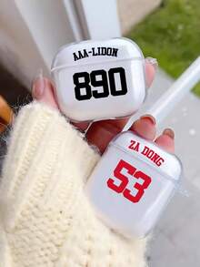 1pc Customized Earphone Case, Personalized With Name/Number, Fashionable TPU Soft Earbud Protector, Cute Text Design, Compatible With Apple Earphones 1/2/3/4/Pro/Pro2, Ideal Gift For Boyfriend/Girlfriend, Anniversary