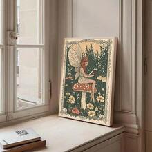 1 tấm tranh tường nghệ thuật dân gian cổ điển không khung hình tiên đọc sách trên nấm, áp phích tải xuống kỹ thuật số Cottagecore Fantasy để trang trí phòng/phòng ngủ/ký túc xá, quà tặng trở lại trường & áp phích vui nhộn để trang trí tường thẩm mỹ (bản in cho tường, trang trí) - Nhiều màu - Xem 4