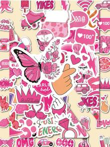 100 sztuk różowych naklejek w stylu - DIY Dekoracja, Prezenty na imprezy, Odpowiednie na festiwale dla kobiet, Do dekoracji imprez, Nagrody klasowe, Dekoracja książek, Prezenty urodzinowe