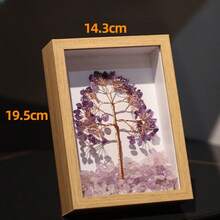 Cornice portafoto in pietra preziosa dei chakra fatta a mano, albero della vita in cristallo, cornice portafoto in quarzo rosa naturale, ornamenti, decorazione Feng Shui, albero dei soldi, cristallo curativo, energia positiva, regalo, dimensioni 7,6 x 5,6 pollici - Viola - Visualizzare 1