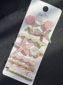 7 Stücke Modische, frische, minimalistische, elegante Muschel, Seestern, Perlen Haarspangen für Damen, geeignet für den täglichen Gebrauch, Schule, Strand, Arbeit, Partys, Urlaub, Geburtstag, Schulanfang, Neujahr, Valentinstag, Muttertag, Hochzeit, Feste, Abschluss