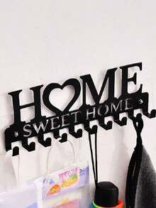 Wall-Mounted Storage Rack Black Key Holder Wall Mounted Storage Rack,With Screws And Anchors Metal Art Decorative Hook Wall Metal Decor For Entryway Front Door Kitchen Hallway Garage Mudroom Office, Key Holder,Key Holder Wall,Home Decor - Multicolor - View 6