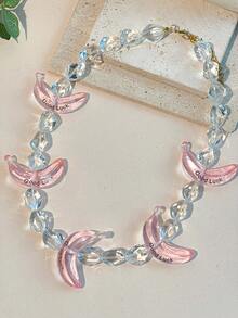 1 件女士时尚香蕉串珠项链，水果系列设计，树脂材质，适合海滩、休闲、日常佩戴 - 香蕉款 - 查看 5