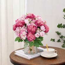 1/2/3PCS 11.81in Artificial Rose Flowers Bouquet, French Retro Rose,Ball Chrysanthemum, Small Daisies, Autumn Decor,Summer Decor, Fall Decor, Birthday Party, Party, Decoration, Wedding Flower Basket, Bride Holding Flowers, Home Decoration, Dining Room, Bedroom, Windowsill, Vase Decoration, Valentine's Day, New Year Decoration, Outdoor Garden, Start Of School Season - Hot Pink - View 6