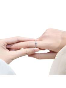 1pc Elegant Promise Ring, Fashion Cross Design With Shiny Cubic Zirconia, Engagement/Wedding Ring, Luxury Bridal Jewelry