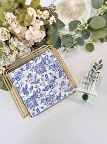 Set van 20 vintage wegwerpservetten met blauwe bloemenprint, 33x33 cm, scrapbookpapier, woondecoratie, bruiloft, verjaardag, diner voor gasten, feestbenodigdheden, gemaakt van zuivere houtpulp