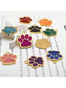 Zinc Alloy Pet Tags, Gold Footprints, Pet Supplies, Dog Tags, Pet Collars, Cat And Dog Surname Tags, Anti Loss Surname Tags (Gold, Pink, Blue, Green, Purple)Random Color