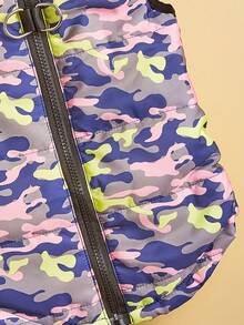 1 件宠物服装秋冬时尚背心，撞色迷彩拉链带牵引绳孔，适合贵宾犬、比熊犬、滑雪犬 - 彩色 - 查看 7