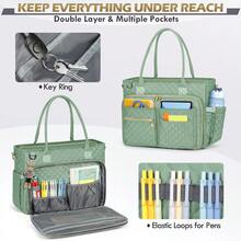Teacher Tote Bag 15.6 Inch Laptop Bag For Women Work Bag Laptop Tote Nurse Bag Professional Computer Messenger Bag With Insulated Pocket, Laptop Briefcase For Office, College, Nursing - 薄荷綠 - 查看 3