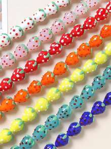 5 Stücke Erdbeere Glasperlen zum Armband Herstellen, handbemalte Frucht Abstandsperlen, DIY Schmuck Ohrringe Halskette Handgemachtes Zubehör