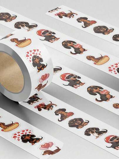 500pcs/Roll Dachshund Stickers, Cute Cartoon Envelope Handbook Packing Box Decoration Sticker,School Supplies,Back To School