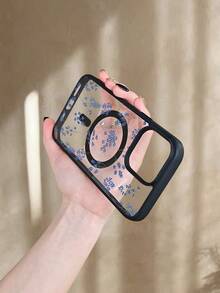 GALLAPLE Blue & White Botanical Print Magnetic Phone Case, Minimalist Scandinavian Inspired,Durable And Dirt-Resistant Material With Wireless Charging Design,Compatible With IphoneX/XS/XSMAX/11/11pro/11promax/12/12pro/12promax/13/13pro/13promax/14/14plus/14pro/14promax/15/15plus/15pro/15promax/16/16plus/16pro/16promax - 藏蓝色 - 查看 4