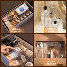 7 CountS Clear Drawer Organizers Bins, 4-Size Stackable Makeup Vanity Drawer Organizer Trays, Acrylic Bathroom Drawer Organizer Storage Containers For Cosmetic,Office Supply