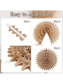 1件/11件/13件装棕色派对装饰品，中性色派对装饰品，空心蜂窝圆形纸扇，乡村风格生日婚礼毕业派对用品，蓝色生日派对装饰品，彩带装饰 - 棕色系紙扇 - 查看 5