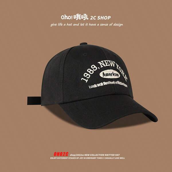 Casquette de baseball rétro New York 1989, chapeau de soleil ajustable unisexe avec broderie de lettres pour usage quotidien d'été, décontracté pour femmes