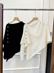 1 Áo khoác len cardigan nữ màu trơn có nút bên hông, trang trí bằng đinh tán, chống nắng, ấm áp, giản dị, thanh lịch, thích hợp mặc đi làm, du lịch, ngoài trời, trở lại trường, mùa xuân/thu/đông để mặc làm váy - Nhiều màu - Xem 12