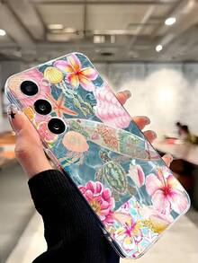 1个时尚海洋元素与花卉图案软手机壳，兼容、荣耀、红米、三星Galaxy A04e/12/A13/A14/A34/A50/A52/A53/A54/S21/S22/S23/S24/S25/S25 Ultra、6A/7A/8A、12T/13T，国际版，非国内版 - 無色 - 查看 7