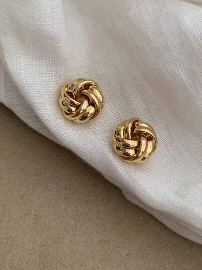 1 Pair Of Simple Flowing Braided Design Earrings, Fashionable And Versatile, Suitable For Girls To Wear, Suitable For Festivals And Daily Wear