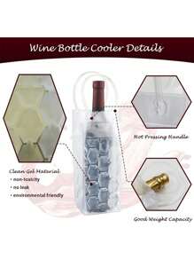 1PC Portable Wine Ice Wine Bag -Wine Chiller, Wine Cooler Refrigerator, Wine Fridge, Clear Ice Bucket, Great For Chilling Beer, Champagne And Red Wine | Durable Handle Design For Picnics And Outdoor Activities, Picnic Essentials | Fashionable Insulated Bag | Secure Closure, Wine Accessories,Wine Bottle Chiller Cooler For Red White Champagne Or Sparkling(BLUE,ROSE RED,GREE,ORANGE,TRANSPARENT)