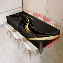 1 chiếc khăn trải bàn hiện đại thanh lịch - Thiết kế sọc nghệ thuật đen và vàng, khăn trải bàn hình chữ nhật 100% polyester, bền và có thể giặt bằng máy, thích hợp cho phòng ăn, văn phòng, nhà bếp, dã ngoại, trang trí nhà cửa, quà tặng, trang trí bàn ăn - màu đen - Xem 15