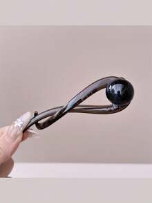 1 件复古优雅咖啡仿珍珠一体式发夹，高端马尾发爪夹，学校用品，仿珍珠发饰