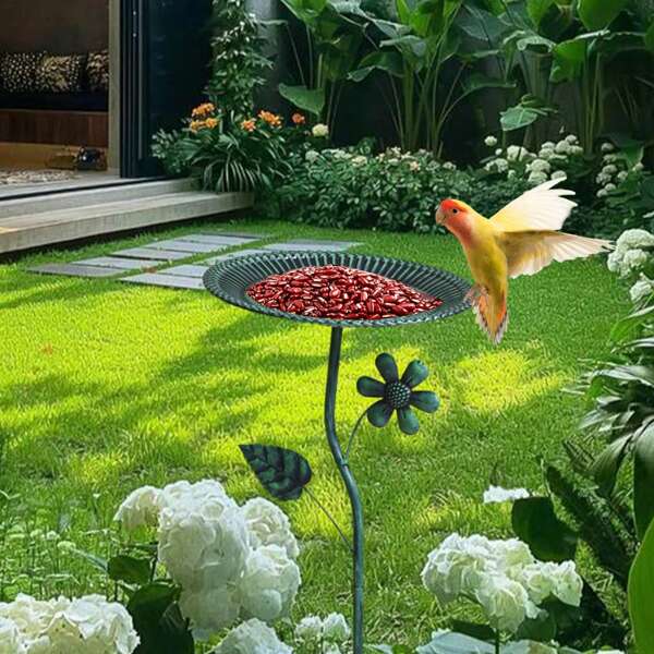 1pc Poetry Inspired Green Striped Bird Feeder, Easy To Install & Use For Garden, Yard, Bird Lovers Essential