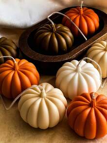 5 件感恩节南瓜蜡烛模具，秋季香味茶蜡烛模具，适用于蜡烛、芳香疗法、肥皂制作、家居装饰、节日派对、万圣节装饰（不含蜡烛） - 彩色 - 查看 12