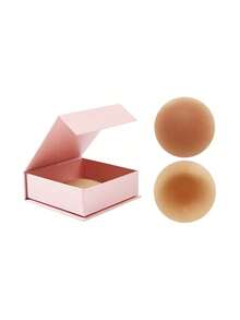 Cake Grip Non-Stick Seamless Cover, Reusable Self-Adhesive Silicone Stickers, Women's Non-Adhesive Nipple Shields, Self-Adhesive Bust Lift Patch Without Strap, Women's Lingerie And Lingerie Accessories, With High-Grade Magnetic Case - Caramel - Voir 1