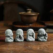 1 szt. Ręcznie robiona żywica Zen Smile Buddha Statue, idealna ozdoba, abstrakcyjna miniaturowa statua Buddy do ogrodu wewnętrznego, Bonsai Rockery Courtyard i Home Office Cicha dekoracja medytacji