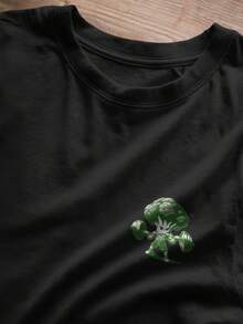 Unisex T-Shirt Gym Broccoli Workout T-Shirt Cotton Various Colors Letter Figure None Home - 黑色 - 查看 2