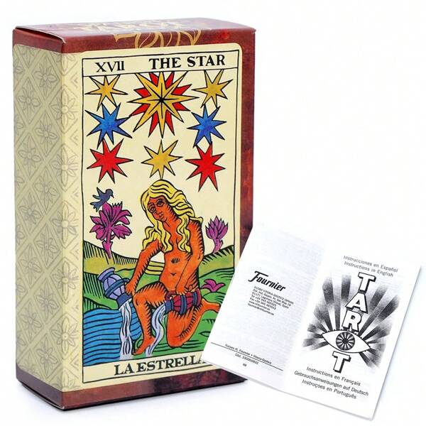 Baraja de tarot clásica española Fournier de 78 cartas, color marrón, 22 arcanos mayores únicos y 56 cartas menores, incluye instrucciones