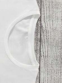 Short Sleeve Round Neck T-Shirt With Cartoon Image Printed On It, Casual And Fashionable Short Sleeve T-Shirt, Micro Elastic, Non-See-Through, Easy To Care For Material, Ideal Daily Wear, Ladies T-Shirt - 白色 - 查看 3