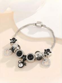 1 pieza Pulsera de estilo gótico vintage oscuro con cuentas en forma de corazón