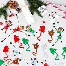 12/24 pezzi Giocattoli in gel morbido TPR a forma di Babbo Natale arrampicante per Natale, giocattoli antistress per bambini con renne appiccicose a tema natalizio, giocattoli in gel morbido TPR a forma di uomo arrampicante per Natale, giocattoli antistress natalizi in gel morbido appiccicosi per bambini con Babbo Natale