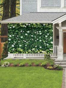 1 Stück - Riesige Frühlings Blumen Wanddekoration - grüne Blätter weiße Blumen Thema Hintergrund ohne Strom benötigt, beständiger Polyester für Innen und Außen, Dekoration für Veranstaltungen, Hochzeiten, Partys, Foto Hintergrund, Wandkunst Zuhause, Bankettszene Aufstellung - Verschiedenfarbig - Übersicht 2