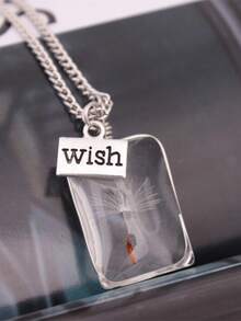 1 件许愿心蒲公英真干花吊坠项链，送给朋友、女朋友、妻子、爱人的理想礼物 - 銀色 - 查看 7