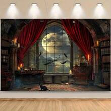 1 Piece Of Medieval Castle Ghost Witch Halloween Party Background Cloth, Photography Cloth, Indoor And Outdoor Decoration - Photography Studio Props - No Power Required - Multi-Purpose Large Wall Decoration - Multicolor - View 8