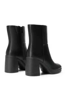 Women's Platform Gogo Ankle Boots Chunky High Heels Square Toe Comfort Party Dress Side Zipper Booties Shoes For Women - màu đen - Xem 8