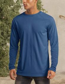 Men's Long Sleeve Shirts UPF 50+ UV Sun Protection Athletic Shirts For Hiking Running Workout Rash Guard-2025 - Blue Grey - View 5