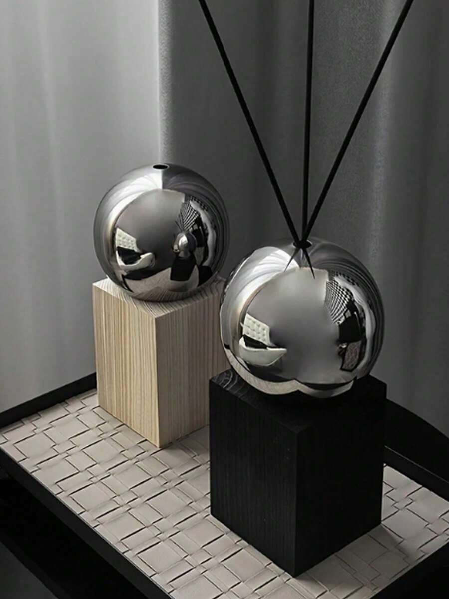 1 Set eleganter kugelförmiger Diffuser aus Edelstahl - ohne Beleuchtung, geruchlos, perfekt für Heim- und Hoteldekoration, Innenbereich, ästhetischer Mittelpunkt | minimalistisches Design | reflektierende Oberfläche - Verschiedenfarbig - Übersicht 1