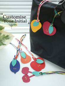 1 pieza Llavero personalizado con iniciales y forma de fruta con cuerda de satén colorida, monograma dorado personalizado de cereza como accesorio para bolsas, llavero personalizado y lindo en forma de manzana, melocotón, limón, mango, pera como accesorios para bolsos, regalo para mujer para boda o San Valentín - Multicolor - Ver 3